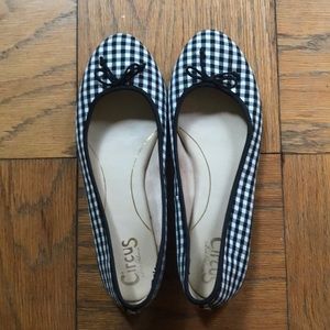 Black and white gingham ballet flats